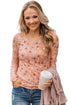 Orange Floral Knit Long Sleeve Top